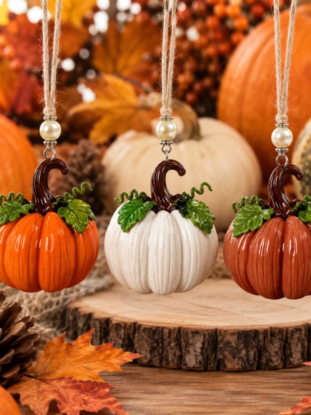 Pumpkin Ornament – Handmade Fall Pumpkin Ornament in Orange, White or Terracotta